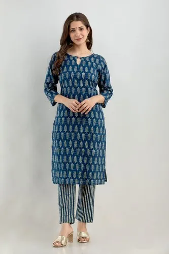 Cotton Printed Kurti And Pant Set