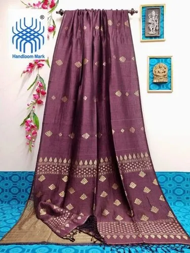 handloom linen organic degine Saree with blouse