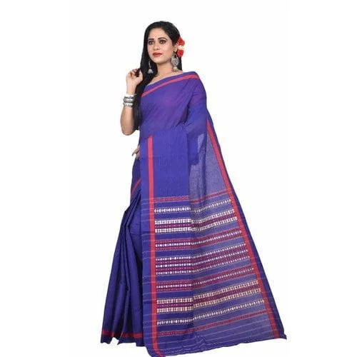 6.5 Meter Printed Begampuri Handloom Cotton Sarees, With Blouse Piece