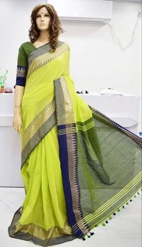 Festive Wear Handloom Pure Cotton Saree, 5.5 m (separate blouse piece), Hand Made