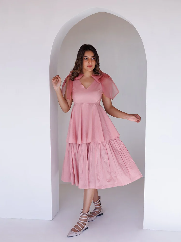 Coral Cloud Midi Dress