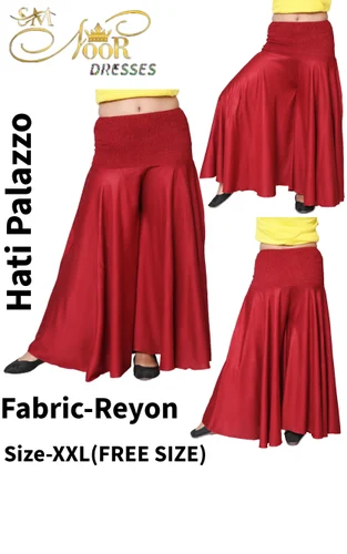 Women Red Rayon Palazzo