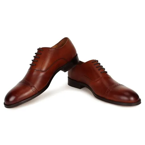 100% Genuine Leather brown derby shoes for men