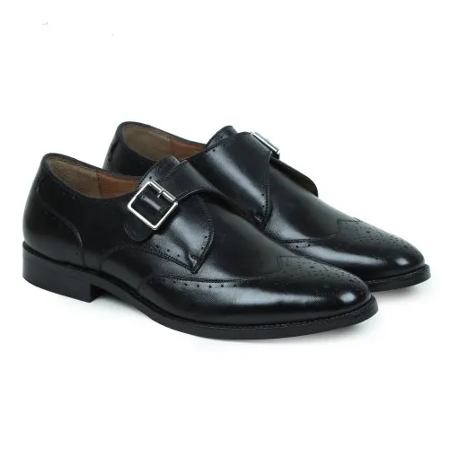 Mens Genuine Leather Single Monk Shoes