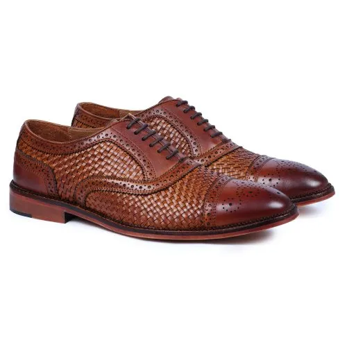 Mens Tan Brogue Leather Shoes