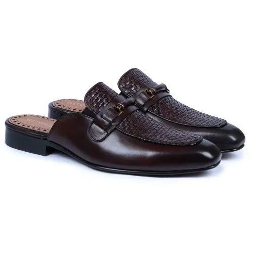 Genuine Leather Brown Mule Shoes For Men