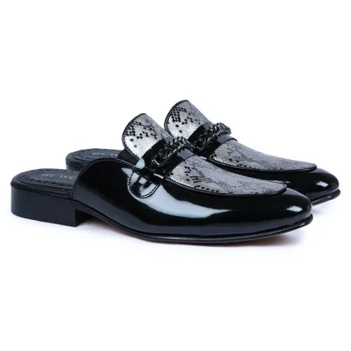 Mens Patent Leather Black Mule Shoes