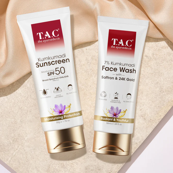 Kumkumadi Daily Glow Combo Kumkumadi Face Wash &amp; Sunscreen | Fights Dullness &amp; Tanning