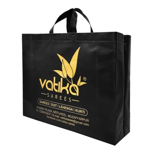 Vatika Saree Gold Shining Laminated Box Bag W 17.5” x H 14” x G 5”