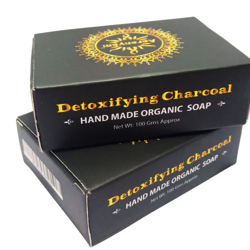 Aaranyam's Activated Charcoal Soap : (Pack of 2) Provides 99.9% Germ Protection and Deep Cleanses Skin prepared using pure vegetable oils and tea tree essential oil. - 100 gms each