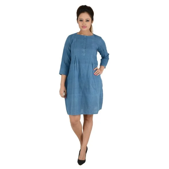 Indigo Blue Dress In Organic Cotton