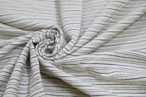 Handloom Organic Cotton Fabric in dark blue Stripes.
