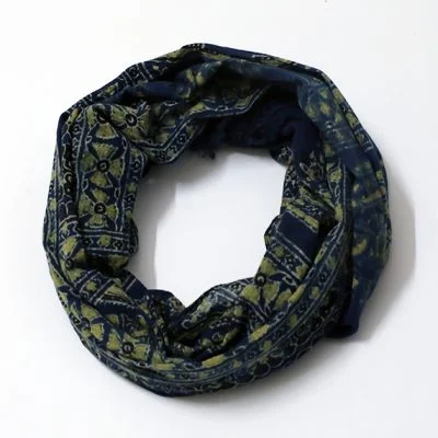 Teal Blue Scarf in Indian Ajrakh Print