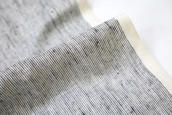 Striped Linen Fabric in Black and White