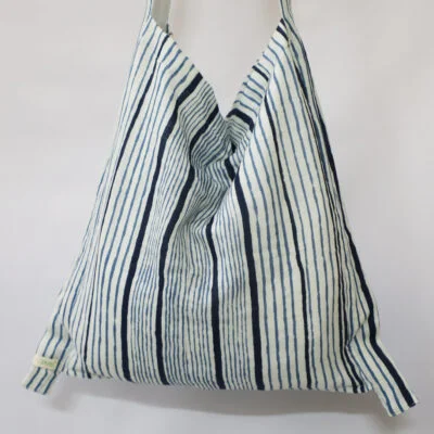 JHOLA BAG IN BLUE STRIPES – MADE IN INDIA