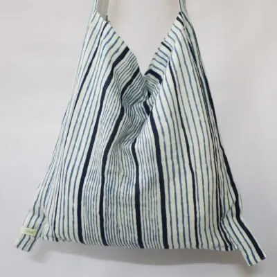 JHOLA BAG IN BLUE STRIPES – MADE IN INDIA