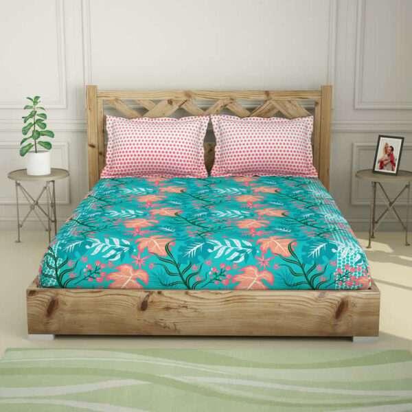 SPACES Printed 3-Piece Teal Cottonÿ King Fitted Sheet Set- 1.98 m x 2.35 m - Image 2