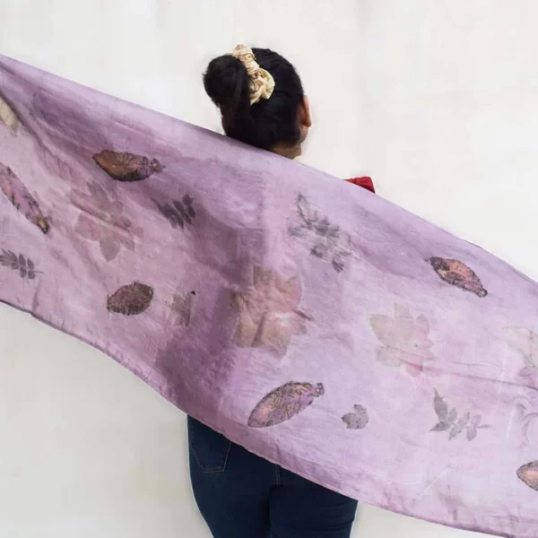 Eco-printed Silk Stole - Lilac - Image 2