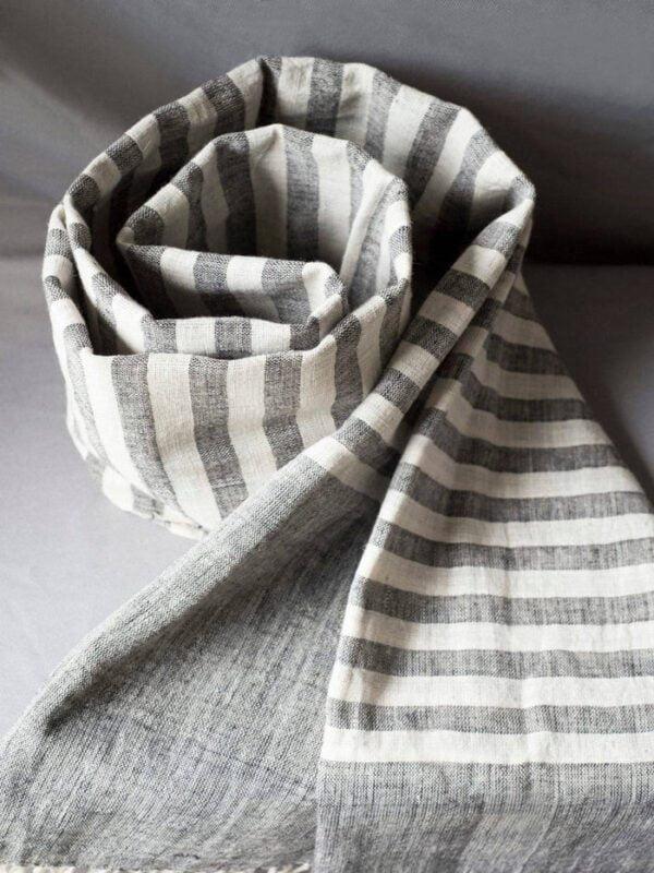 Grey Ivory Organic Kala Cotton Scarf - Image 2