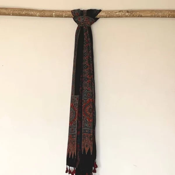 Boho Style Mulberry Silk Natural Ajrakh Printed Stole