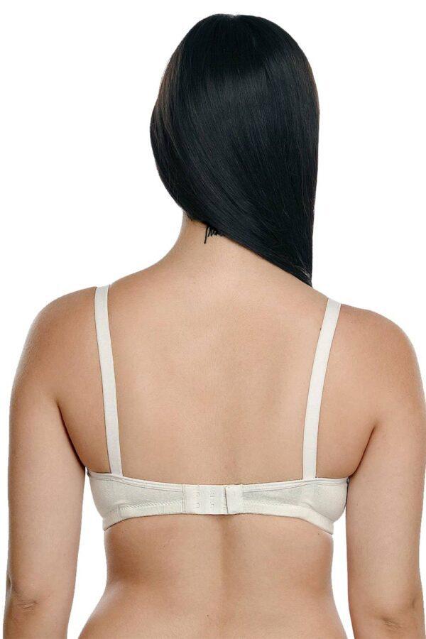 Organic Cotton Antimicrobial Wire-Free Padded Bra-ISB068-Milky White - Image 2