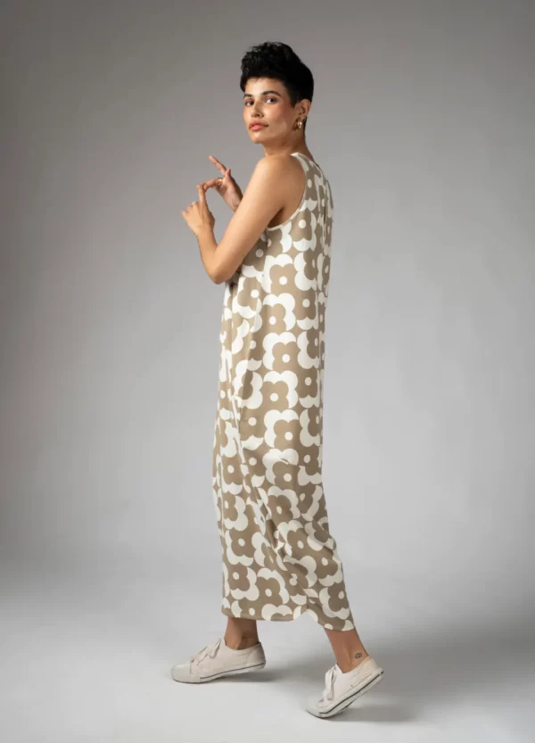 Sand Floral Sack Dress - Image 5