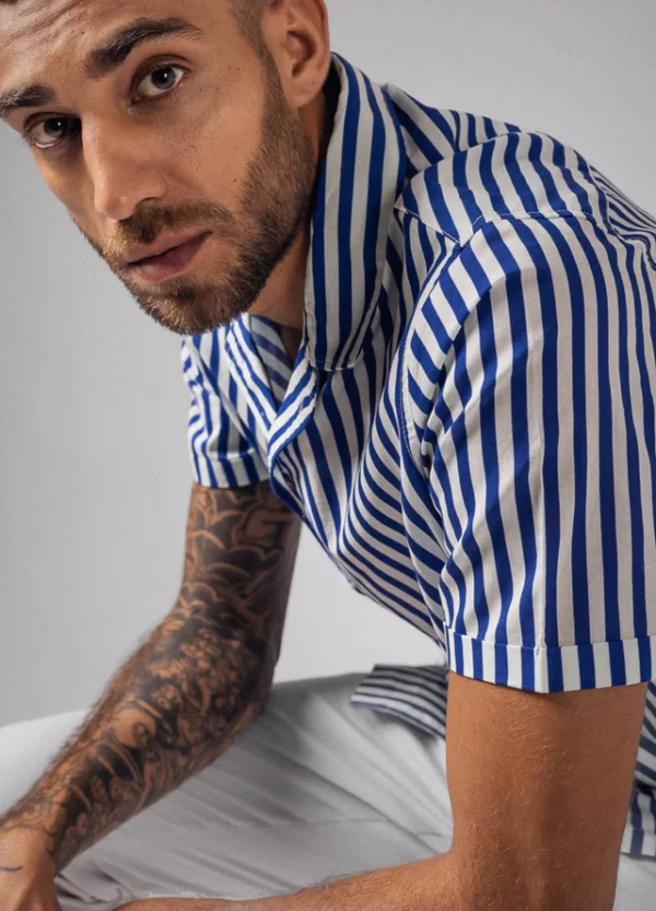 Cobalt Stripe Cuban Shirt - Image 5