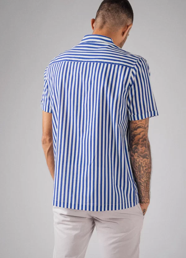 Cobalt Stripe Cuban Shirt - Image 3