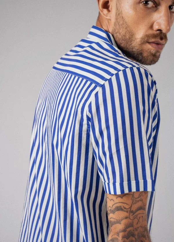 Cobalt Stripe Cuban Shirt - Image 2