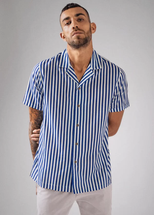 Cobalt Stripe Cuban Shirt