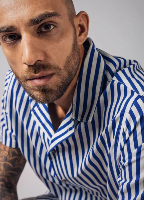 Cobalt Stripe Cuban Shirt - Image 6