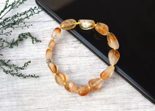 Natural Unisex Citrine Bracelet - Beige