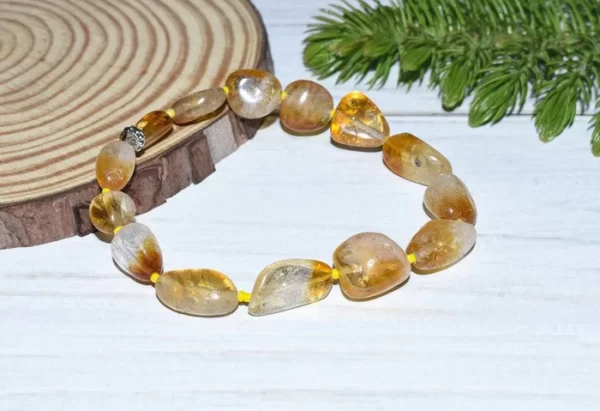 Natural Unisex Citrine Bracelet - Beige - Image 2