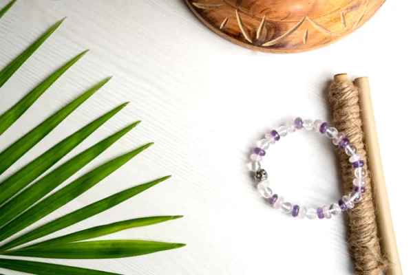 Amethyst, rose quartz & clear quartz bracelet for strength, love and fulfilling relationship - Image 2