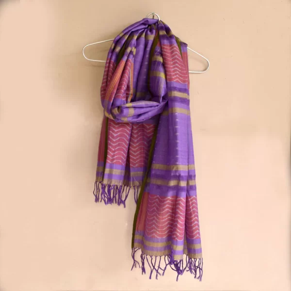 Pankh Dots Purple Ikat Scarf - Image 3