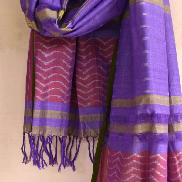 Pankh Dots Purple Ikat Scarf - Image 4