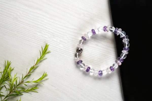 Amethyst, rose quartz & clear quartz bracelet for strength, love and fulfilling relationship - Image 4