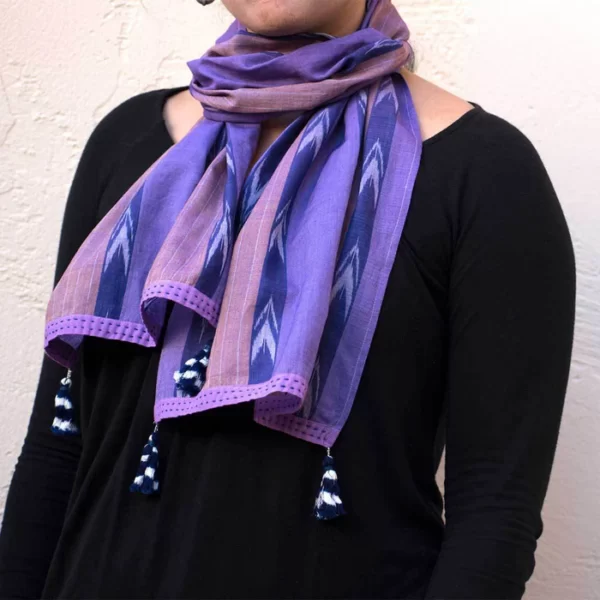 Herb Stripes Ikat Neck Scarf/Hair Scarf