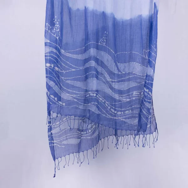 Fish and Waves Batik Scarf