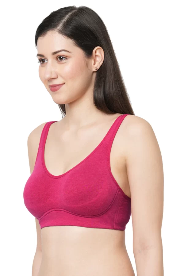 Organic Cotton Antimicrobial Soft Cup Full Coverage Bra-ISB097-Fuchsia- - Image 2