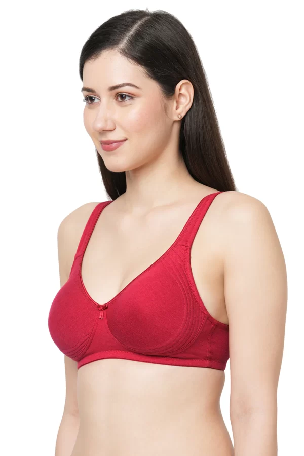 Organic Cotton Antimicrobial Seamless Side Support Bra-ISB057-Maroon - Image 3