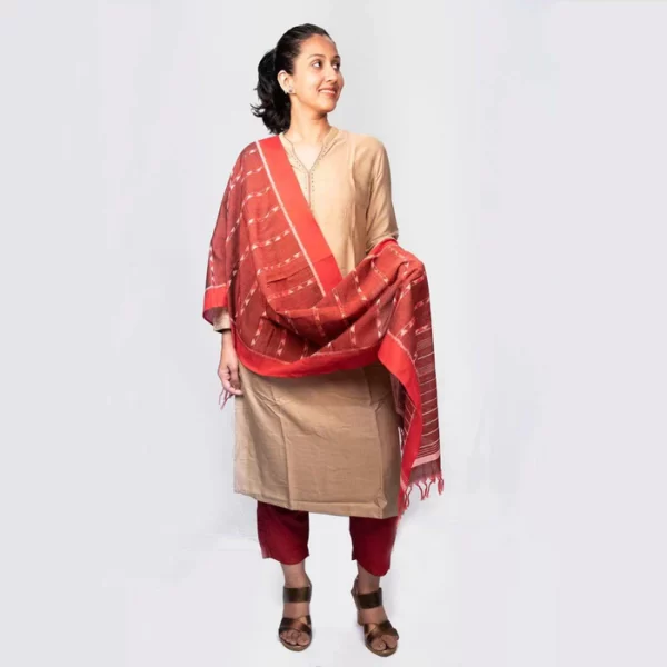 Neela Classic Wine Ikat Scarf - Image 2