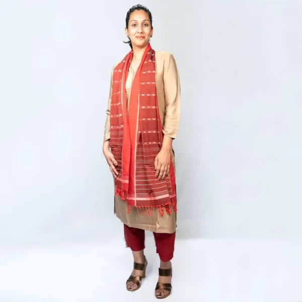 Neela Classic Wine Ikat Scarf - Image 3