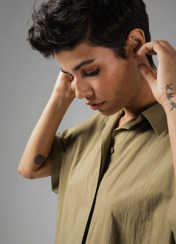 Olive Shirt Dress - Image 4