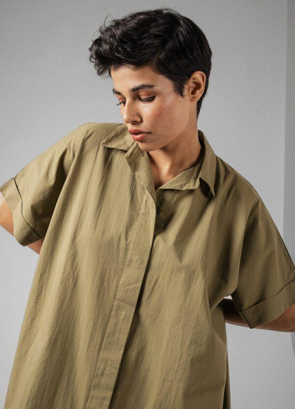 Olive Shirt Dress - Image 5