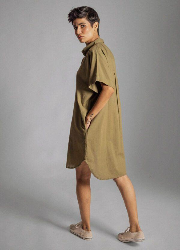 Olive Shirt Dress - Image 6