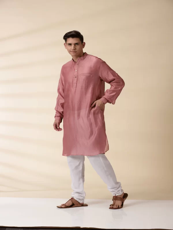 Blush Pink Chanderi Men's Jacket & Kurta Set