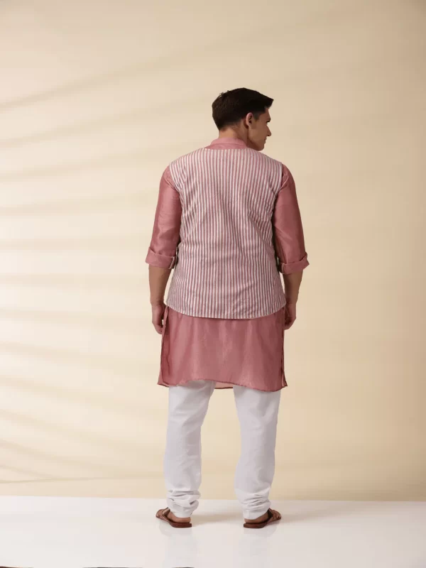 Blush Pink Chanderi Men's Jacket & Kurta Set - Image 4