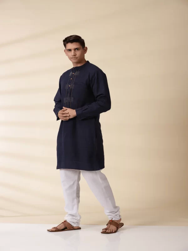 Indigo Khadi Men's Kurta - Image 4