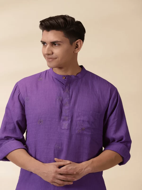 Purple Khadi Men's Kurta